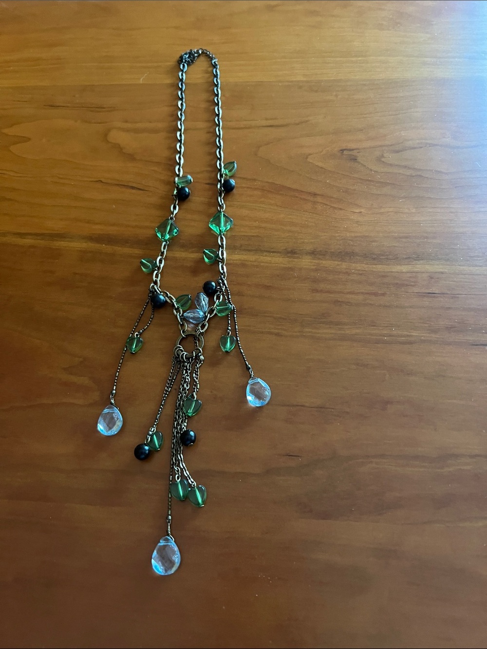 Green Leaf Crystal Drop Necklace - Women's Fashion Jewelry